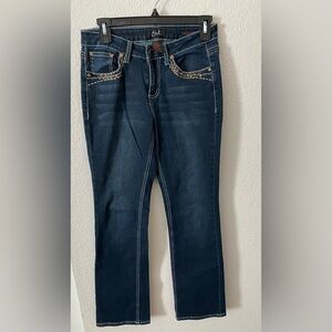 Earl Jeans Dark Blue Skinny Boot Rhinestone and Crystal Pockets